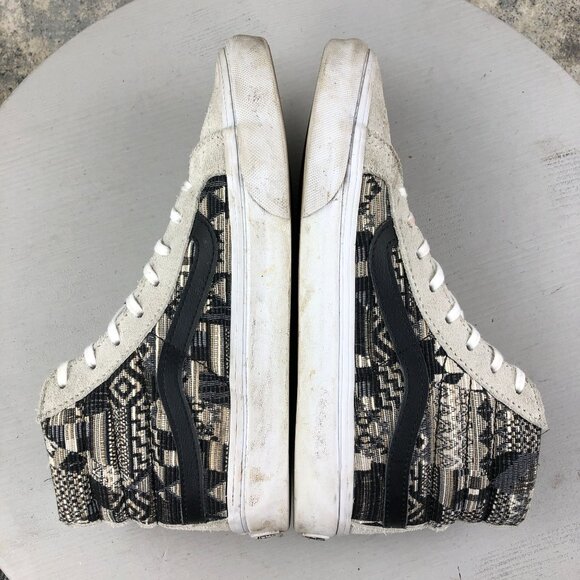 Vans Unisex Size 5.5M 7W Sk8-Hi Slim Italian Weave Aztec Grey Black Sneakers - Picture 8 of 14